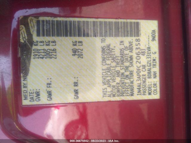 1N4AL3AP0FC206358 Nissan Altima 2.5 S