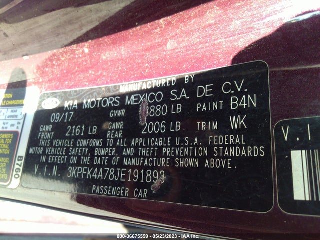 KIA FORTE LX 2018 3KPFK4A78JE191893 Image 9