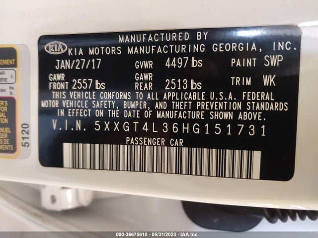 KIA Optima Lx 2017 5XXGT4L36HG151731 Image 9