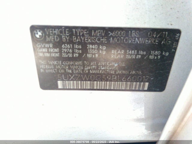 2011 BMW X5 35D VIN: 5UXZW0C59BL660017