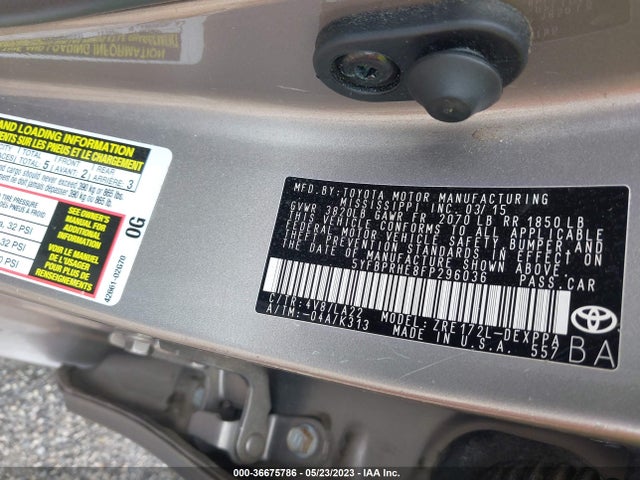 2015 TOYOTA COROLLA LE ECO VIN: 5YFBPRHE8FP296036