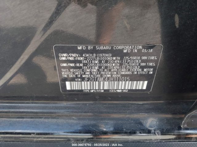 JF2GTAMC4JH311015 Subaru Crosstrek Limited
