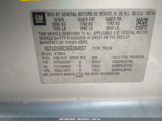3GTU2UEC3EG384557 GMC Sierra 1500 Sle
