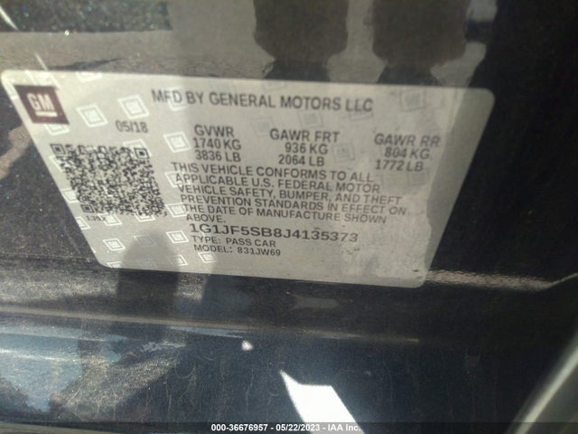 Chevrolet Sonic Premier 2018 1G1JF5SB8J4135373 Image 10