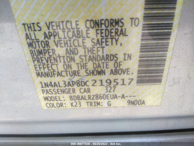 2013 NISSAN ALTIMA 2.5 S VIN: 1N4AL3AP8DC219517