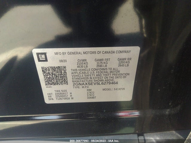 Chevrolet EQUINOX LS 2020 2GNAXSEV5L6279464 Image 9