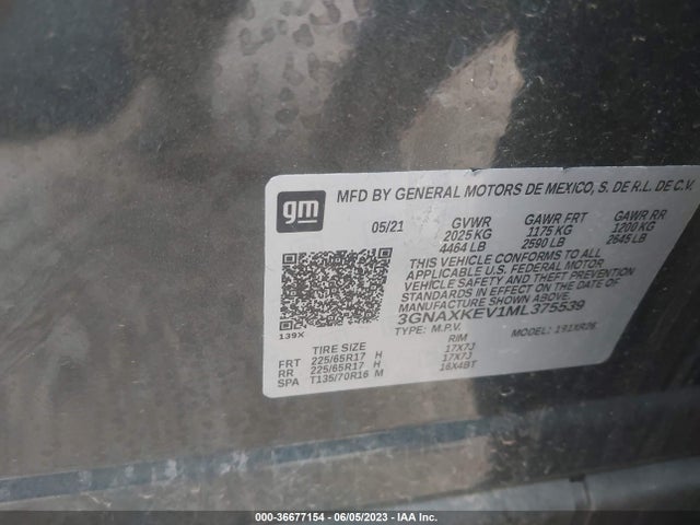 Chevrolet EQUINOX LT 2021 3GNAXKEV1ML375539 Image 9
