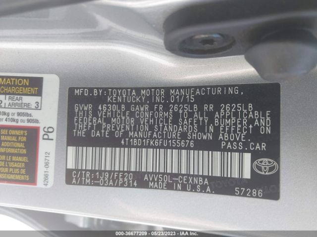 Toyota Camry Hybrid Le/xle/se 2015 4T1BD1FK6FU155676 Image 11
