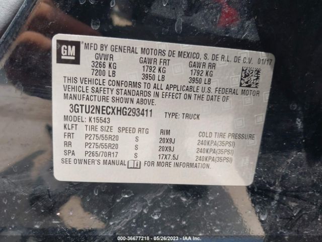 3GTU2NECXHG293411 GMC Sierra 1500 Slt