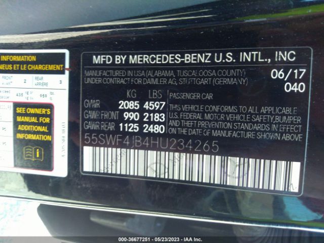 55SWF4JB4HU234265 Mercedes-Benz C-class C 300