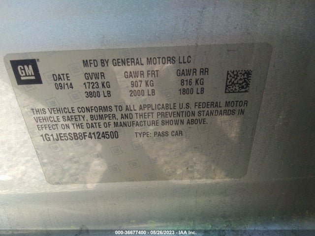 Chevrolet SONIC LTZ 2015 1G1JE5SB8F4124500 Image 9