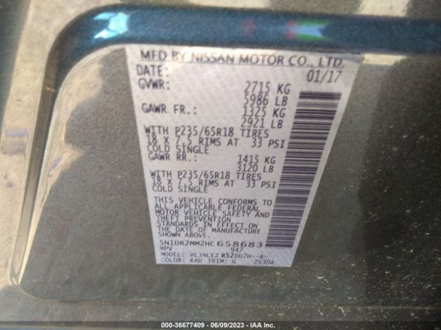 5N1DR2MM2HC658683 Nissan Pathfinder Sv