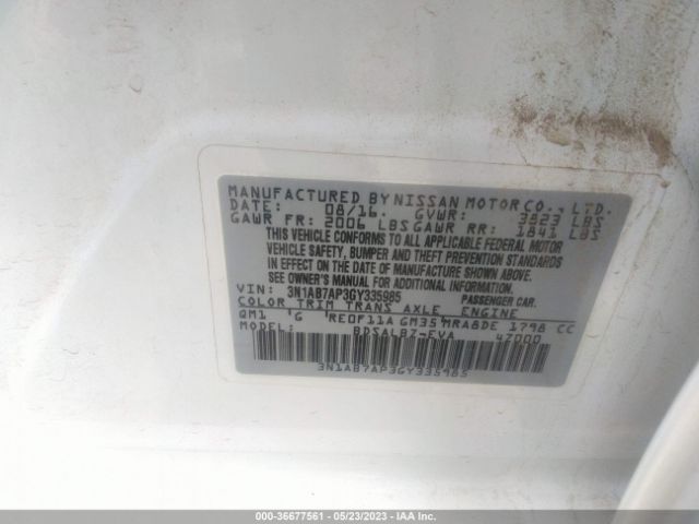 3N1AB7AP3GY335985 Nissan SENTRA S