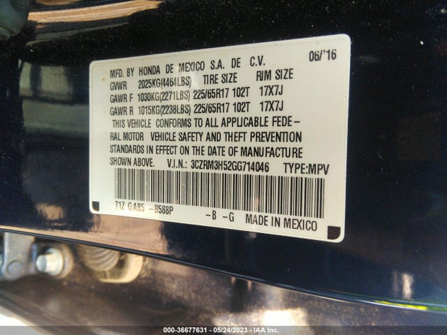Honda CR-V EX 2016 3CZRM3H52GG714046 Image 9