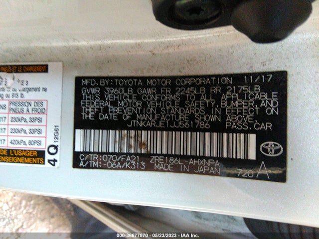 Toyota COROLLA IM 2018 JTNKARJE1JJ561786 Image 9