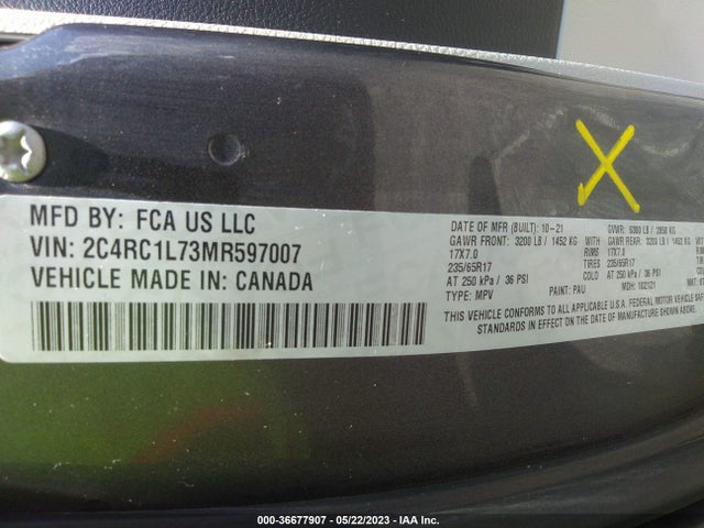 Chrysler Pacifica Hybrid Touring L 2021 2C4RC1L73MR597007 Image 9