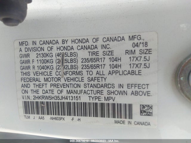 Honda CR-V LX 2018 2HKRW5H35JH413151 Image 9