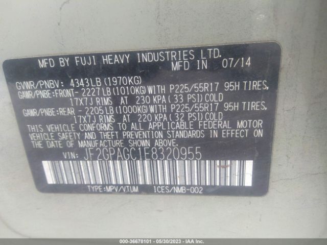 JF2GPAGC1E8320955 Subaru Xv Crosstrek Limited