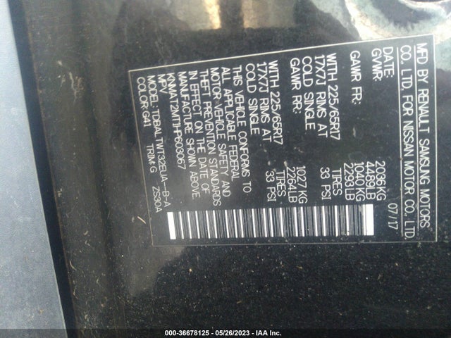 Nissan ROGUE SV 2017 KNMAT2MT1HP603067 Image 9