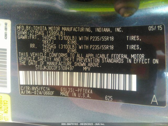 5TDJK3DC0FS108497 Toyota SIENNA LE