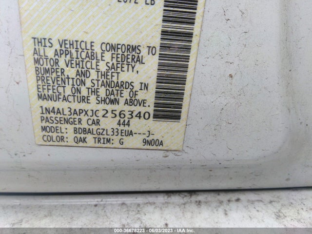2018 NISSAN ALTIMA 2.5 S VIN: 1N4AL3APXJC256340