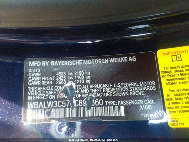 BMW 6 Series 640i 2014 WBALW3C57EC892660 Image 9