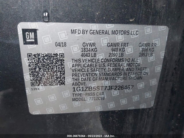 Chevrolet MALIBU LS 2018 1G1ZB5ST7JF226467 Image 9