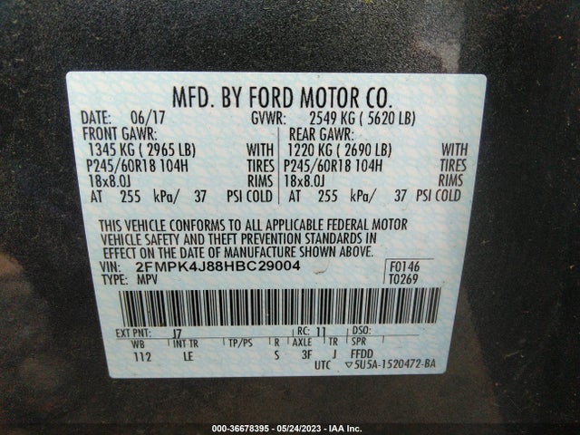 Ford EDGE SEL 2017 2FMPK4J88HBC29004 Image 9