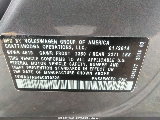 1VWAS7A34EC070328 Volkswagen PASSAT S