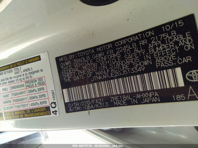 2016 Scion IM, VIN: JTNKARJE2GJ513349