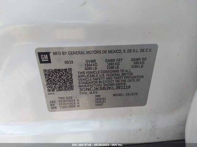 Chevrolet TRAX LS 2019 3GNCJKSB2KL391119 Image 9