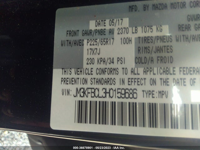 2017 MAZDA CX-5 TOURING VIN: JM3KFBCL3H0159686