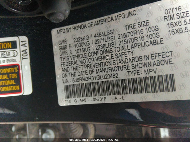 Honda CR-V LX 2016 5J6RM3H31GL020482 Image 9