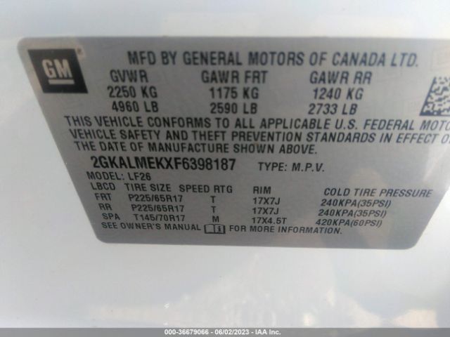 2GKALMEKXF6398187 GMC Terrain Sle