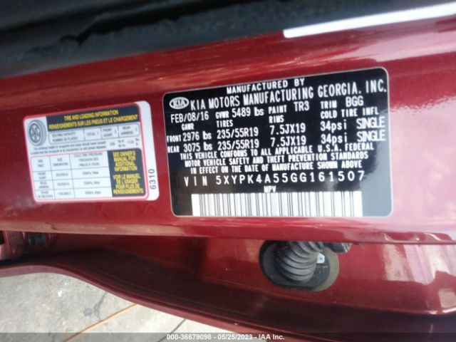 5XYPK4A55GG161507 KIA SORENTO SX