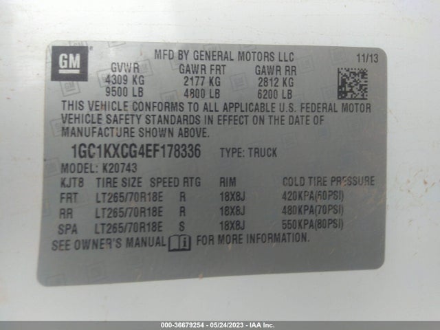 2014 CHEVROLET SILVERADO 2500HD LT VIN: 1GC1KXCG4EF178336