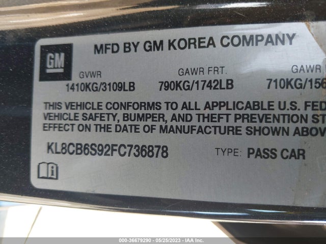 Chevrolet SPARK LS 2015 KL8CB6S92FC736878 Image 10