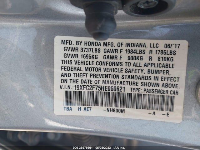 Honda Civic Sedan Ex 2017 19XFC2F75HE060621 Image 9