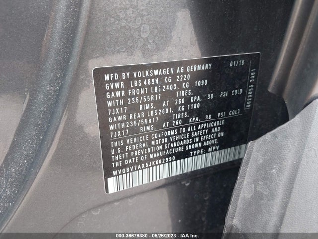 WVGBV7AX5JK002990 Volkswagen TIGUAN LIMITED