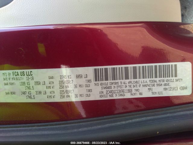 2C4RDGCG3KR611968 Dodge Grand Caravan Sxt