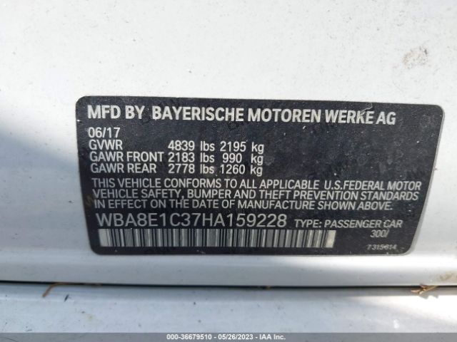 WBA8E1C37HA159228 BMW 3 Series 330e Iperformance