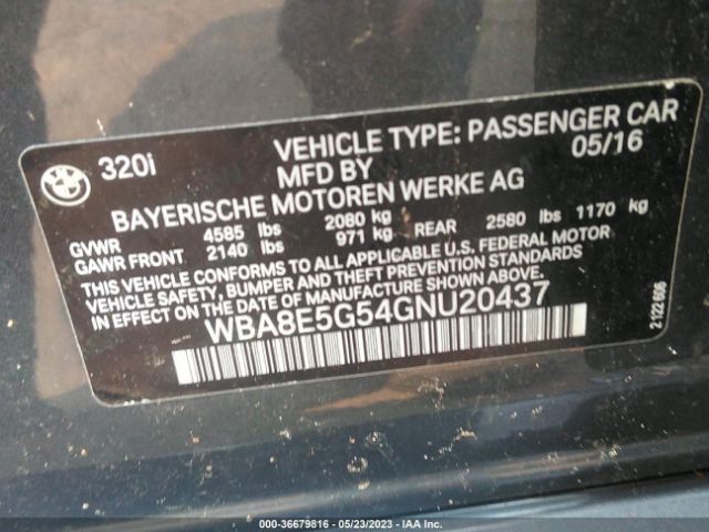 WBA8E5G54GNU20437 BMW 3 Series 320i Xdrive