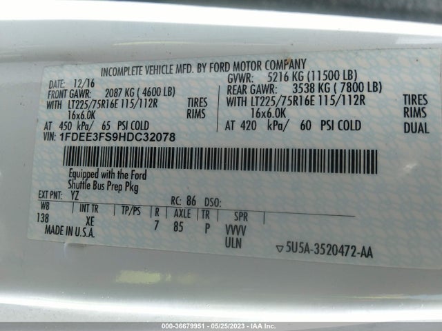 2017 FORD E-SERIES CUTAWAY 1FDEE3FS9HDC32078 Photo 8