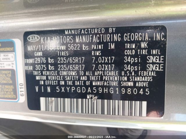 5XYPGDA59HG198045 KIA Sorento Lx V6