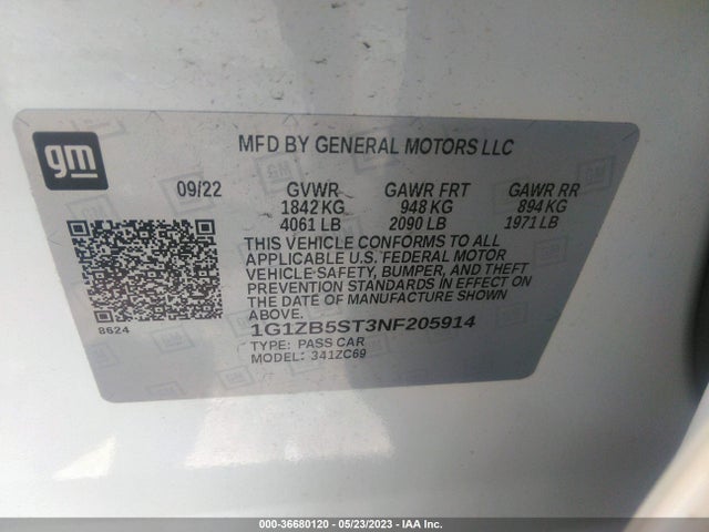 Chevrolet MALIBU LS 2022 1G1ZB5ST3NF205914 Image 10