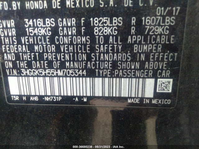 Honda FIT LX 2017 3HGGK5H55HM705344 Image 9
