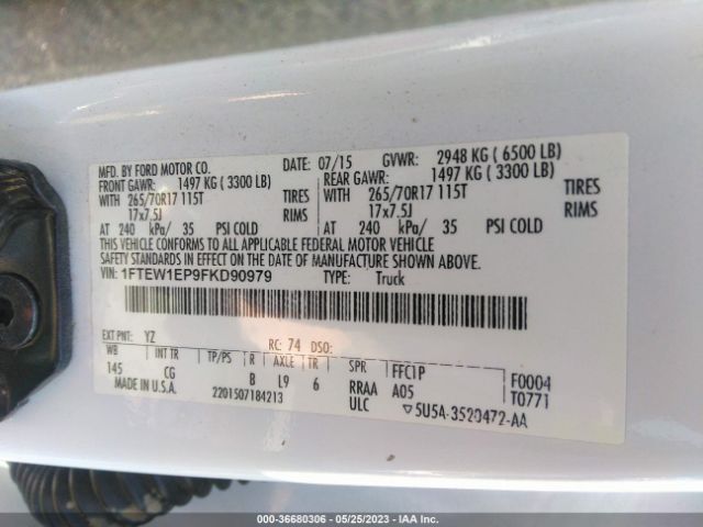 1FTEW1EP9FKD90979 Ford F-150 Xlt/xl/lariat