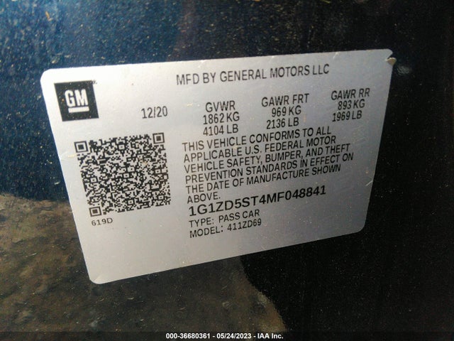 Chevrolet MALIBU LT 2021 1G1ZD5ST4MF048841 Image 9