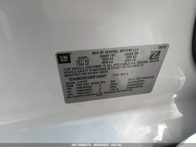Chevrolet Tahoe Ltz 2016 1GNSKCKC3GR140021 Image 9