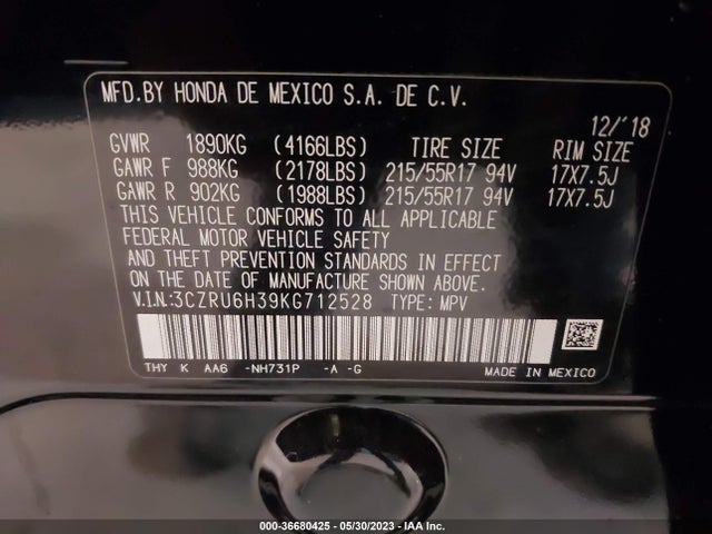 Honda HR-V LX 2019 3CZRU6H39KG712528 Image 9
